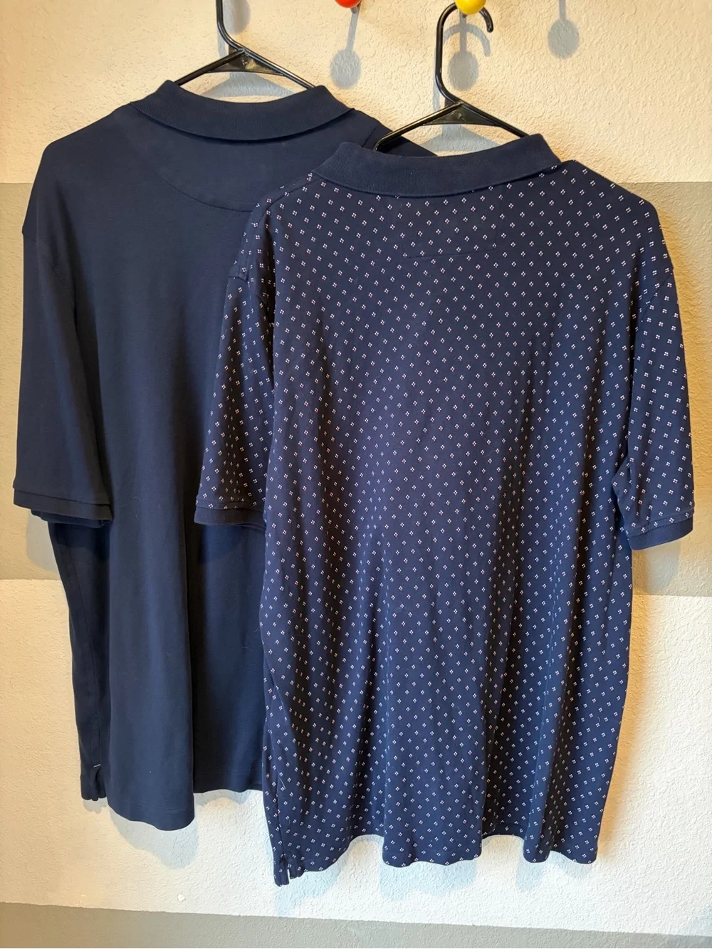 Two Banana Republic Men XXL Tall Luxury Touch Performance Polo Shirts Navy Blue